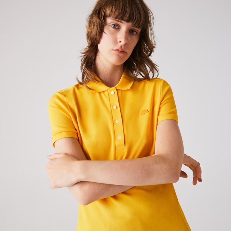 Lacoste Stretch Bomull Piqué Polo Shirt Gul | KUkhXR0f