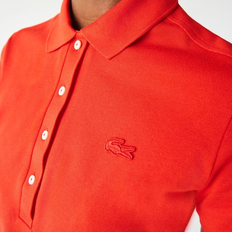 Lacoste Stretch Bomull Piqué Polo Shirt Rød | RbdlqCPR