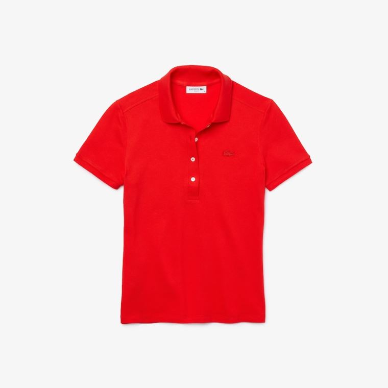 Lacoste Stretch Bomull Piqué Polo Shirt Rød | RbdlqCPR