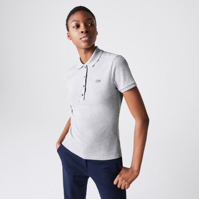 Lacoste Stretch Bomull Piqué Polo Shirt Grå | bFAemKeO