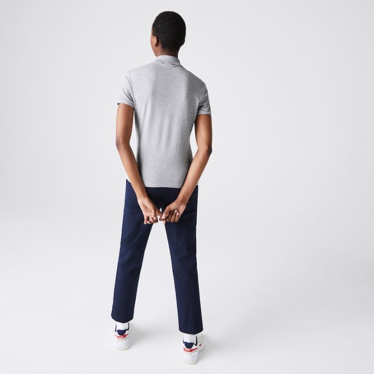 Lacoste Stretch Bomull Piqué Polo Shirt Grå | bFAemKeO