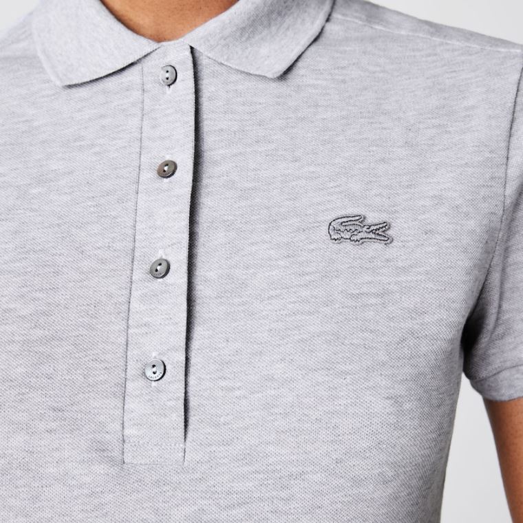 Lacoste Stretch Bomull Piqué Polo Shirt Grå | bFAemKeO