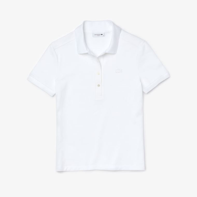 Lacoste Stretch Bomull Piqué Polo Shirt Hvite | dNnAEsmH