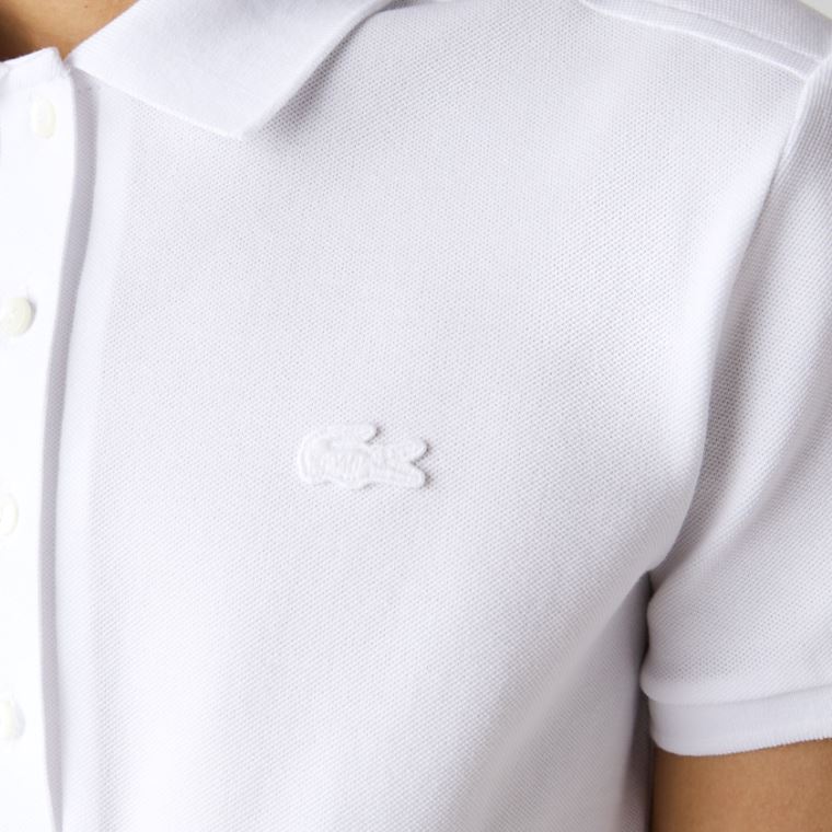 Lacoste Stretch Bomull Piqué Polo Shirt Hvite | dNnAEsmH