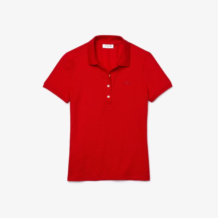 Lacoste Stretch Bomull Piqué Polo Shirt Rød | kGUzQ5E6