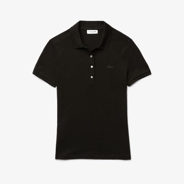 Lacoste Stretch Bomull Piqué Polo Shirt Svarte | njoDSj8R