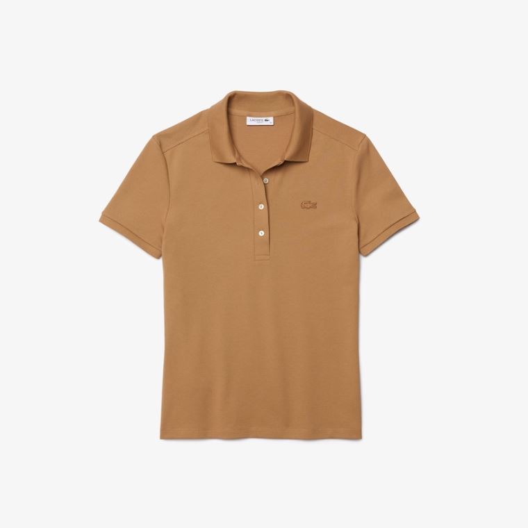 Lacoste Stretch Bomull Piqué Polo Shirt Beige | z0sOQicL