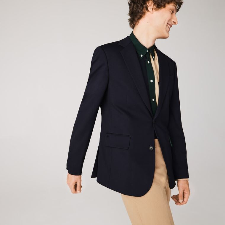 Lacoste Stretch Buttoned Straight Fit Blazer Marineblå Blå | RwaagGVx