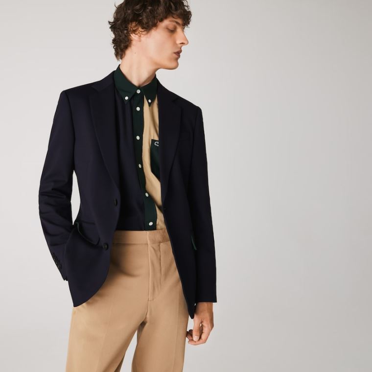 Lacoste Stretch Buttoned Straight Fit Blazer Marineblå Blå | RwaagGVx