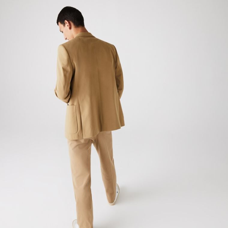 Lacoste Stretch Buttoned Straight Fit Bomull Blazer Beige | C8DSg1zq