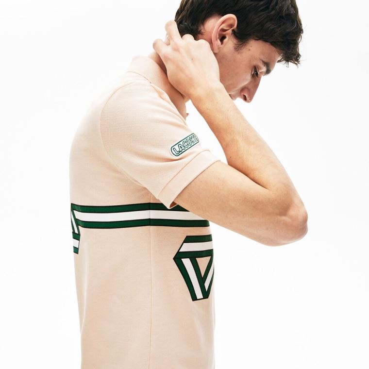 Lacoste Stripe Print Polo Shirt Lyse Rosa | fdrV8lvl