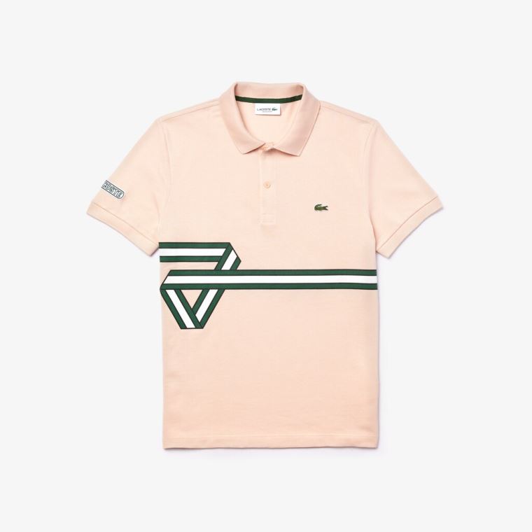 Lacoste Stripe Print Polo Shirt Lyse Rosa | fdrV8lvl