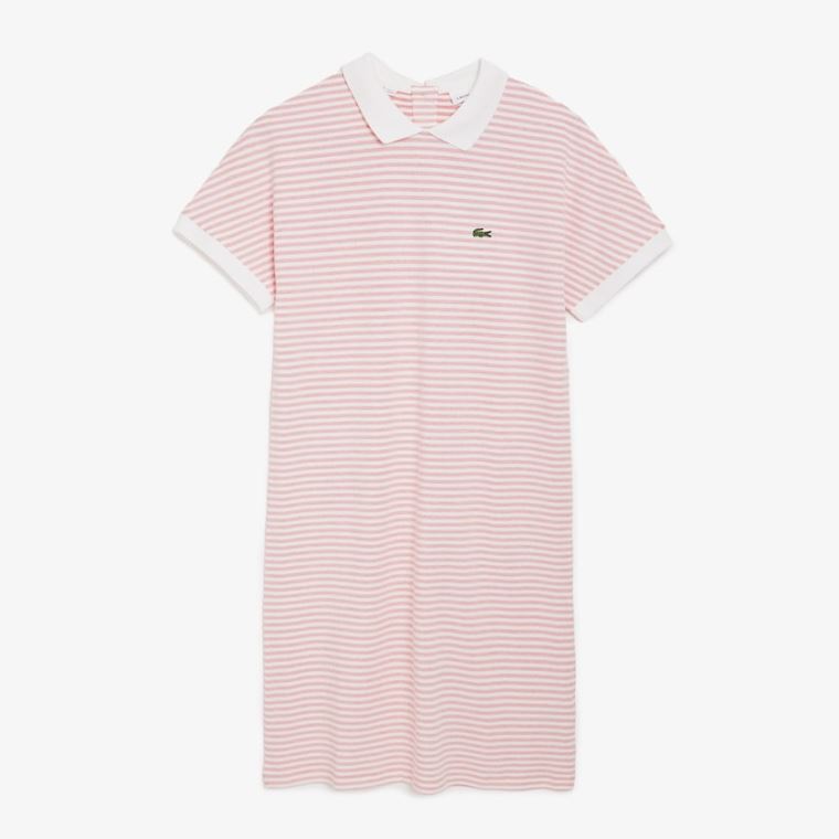 Lacoste Striped Polo Kjoler Rød Hvite | wO9DBVPX