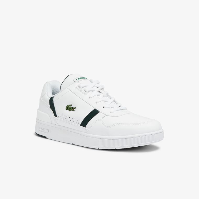 Lacoste T-Clip Lær Sneakers Hvite | zJeX0ksr