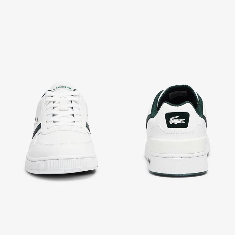 Lacoste T-Clip Lær and Syntetisk Perforated Sneakers Hvite | ogwGX1D4