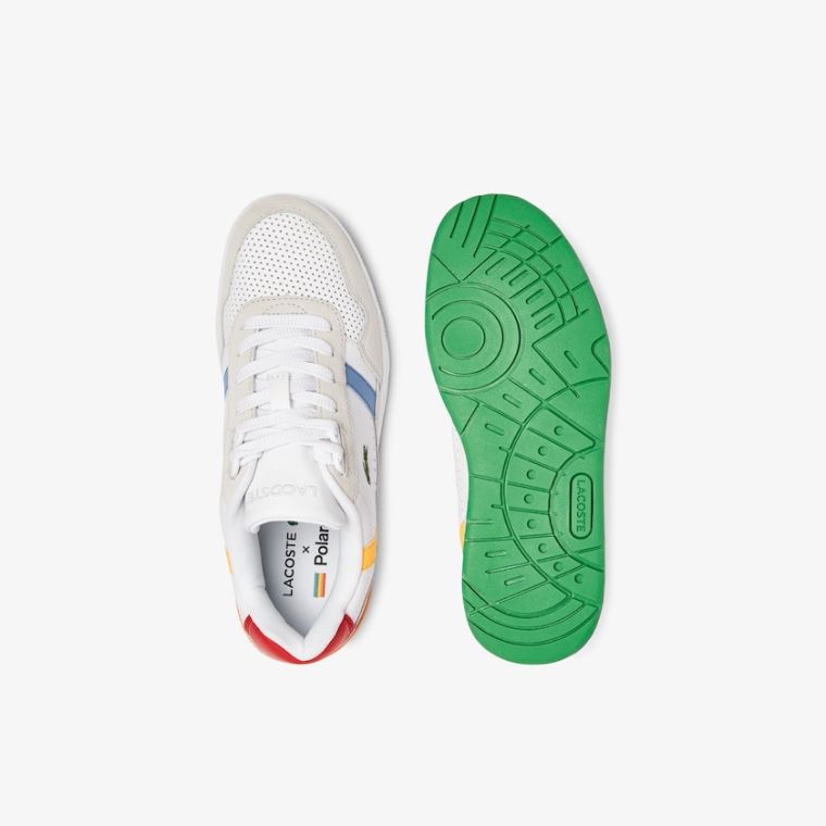 Lacoste T-Clip Lær x Polaroid Sneakers Hvite Grønn | fUHOko4l