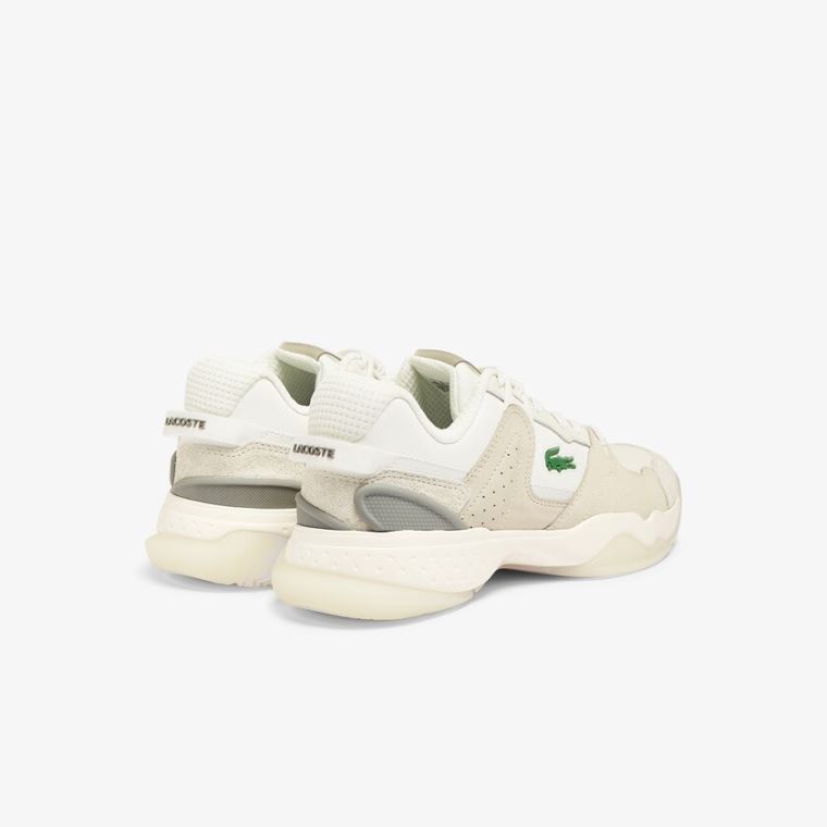 Lacoste T-Point Lær and Semsket Skinn Sneakers Hvite Hvite | CFZCbgRz