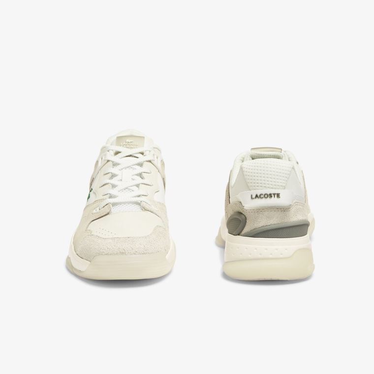 Lacoste T-Point Lær and Semsket Skinn Sneakers Hvite Hvite | CFZCbgRz