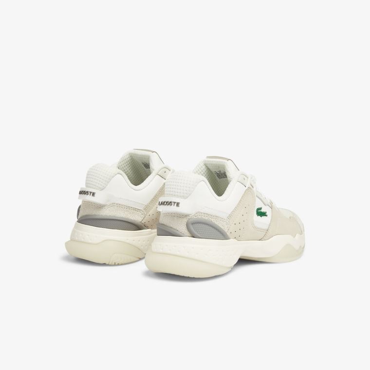 Lacoste T-Point Nubuck Lær Sneakers Hvite Hvite | SImaSWIM