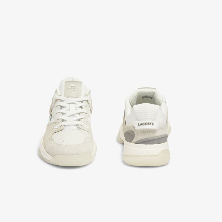 Lacoste T-Point Nubuck Lær Sneakers Hvite Hvite | SImaSWIM