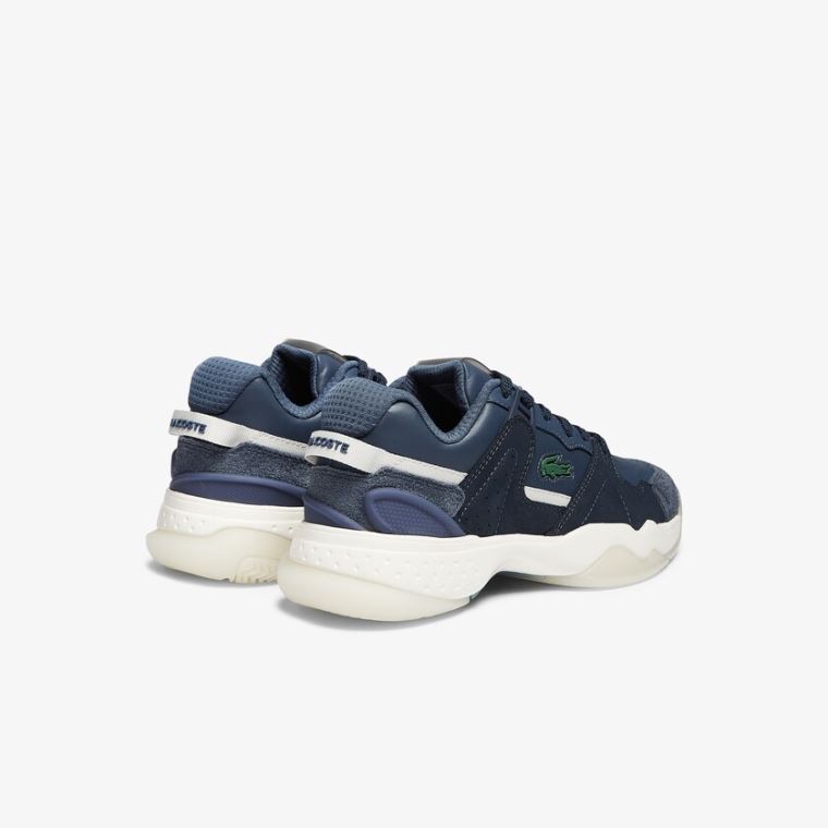 Lacoste T-Point Nubuck Lær Sneakers Marineblå | HIMKqWcR