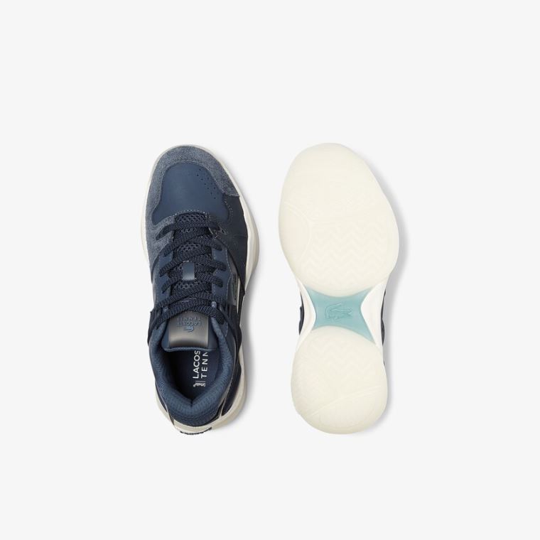 Lacoste T-Point Nubuck Lær Sneakers Marineblå | HIMKqWcR