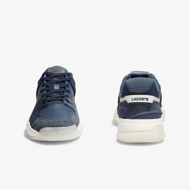 Lacoste T-Point Nubuck Lær Sneakers Marineblå | HIMKqWcR