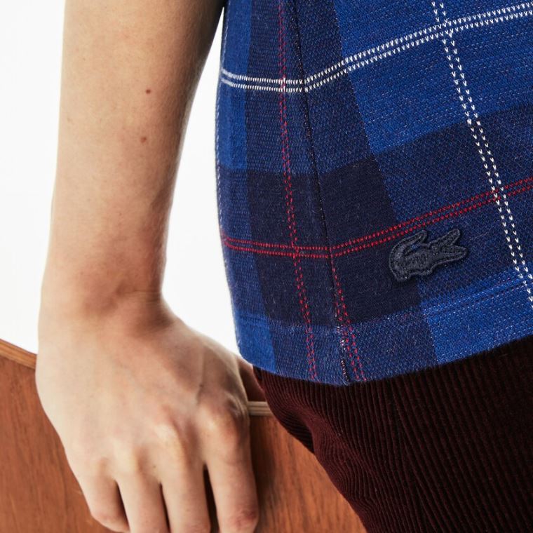 Lacoste Tartan Check Bomull Jacquard Polo Marineblå Blå Blå | kfQCAdfF