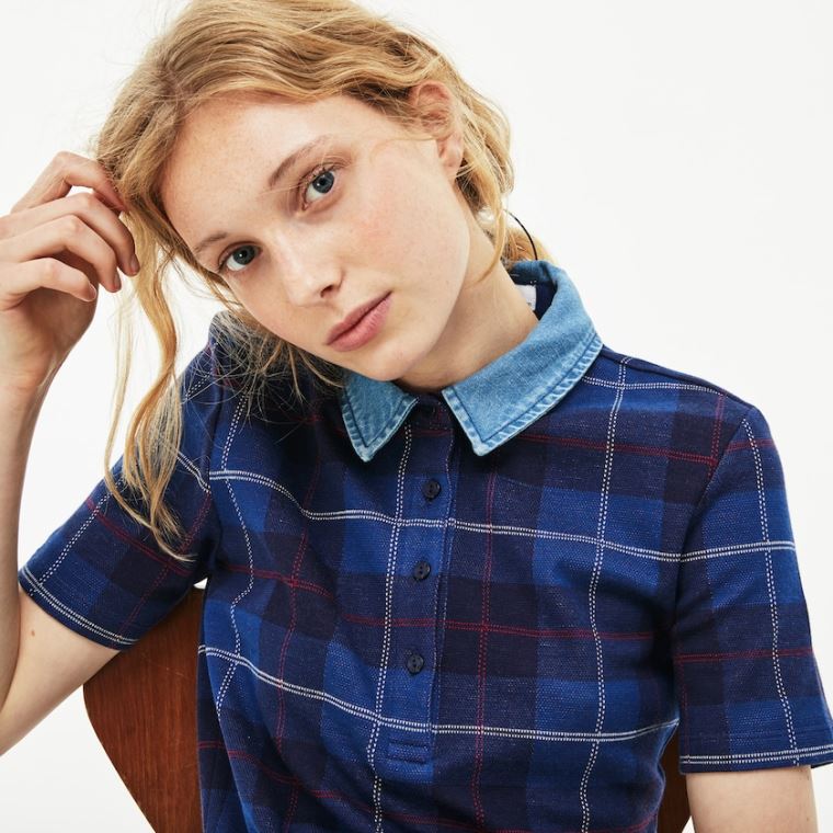 Lacoste Tartan Check Bomull Jacquard Polo Marineblå Blå Blå | kfQCAdfF