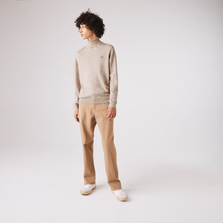 Lacoste Turtleneck Merino Wool Genser Beige | 2t4qCaLV