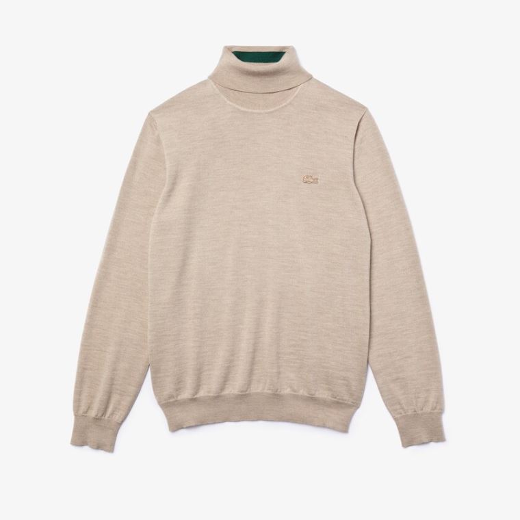 Lacoste Turtleneck Merino Wool Genser Beige | 2t4qCaLV