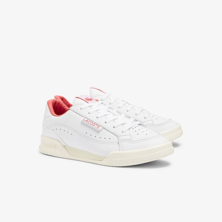 Lacoste Twin Serve Luxe Lær and Syntetisk Sneakers Hvite Beige | hkE5fGKg