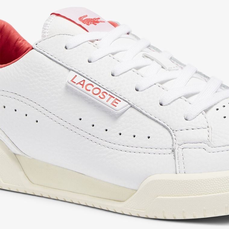 Lacoste Twin Serve Luxe Lær and Syntetisk Sneakers Hvite Beige | hkE5fGKg