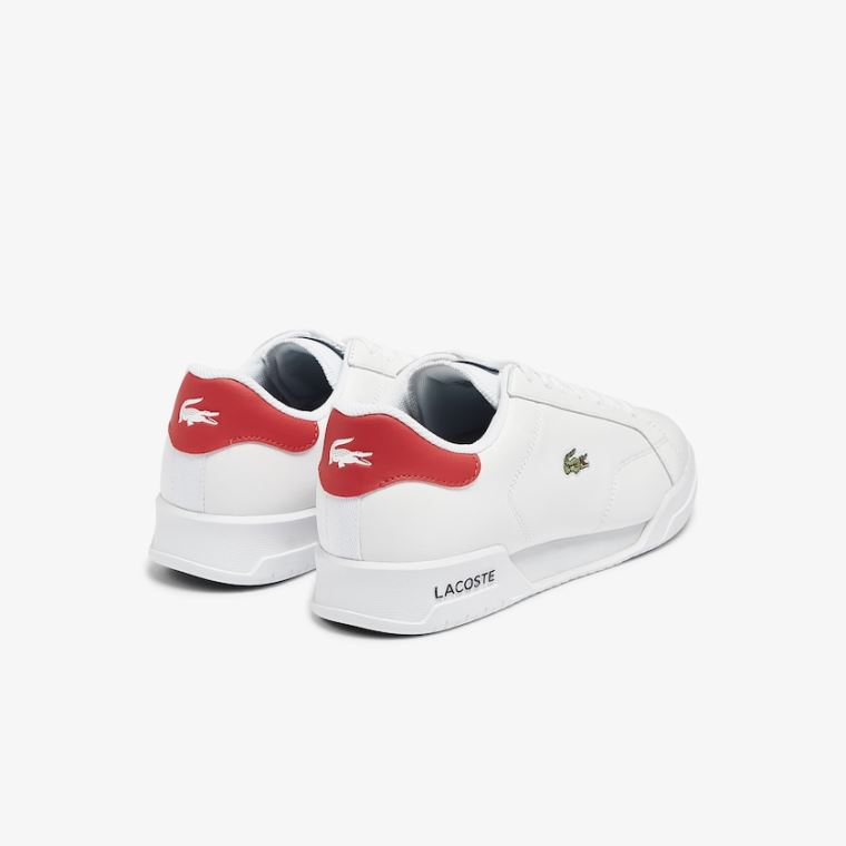 Lacoste Twin Serve Lær Colour-Pop Sneakers Hvite Beige | V21P0kki