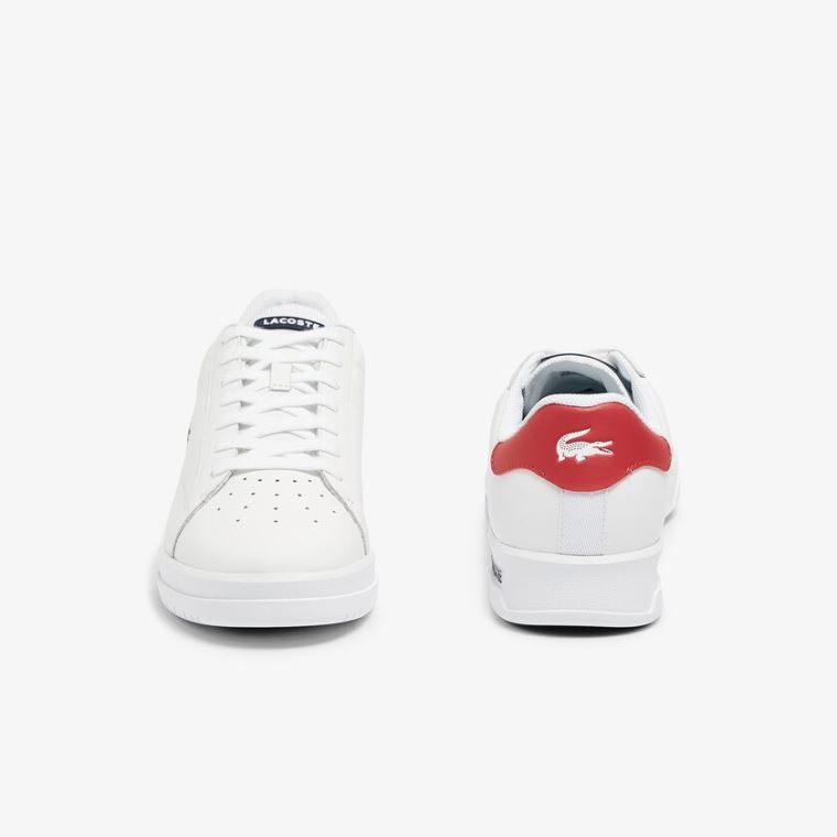 Lacoste Twin Serve Lær Colour-Pop Sneakers Hvite Beige | V21P0kki