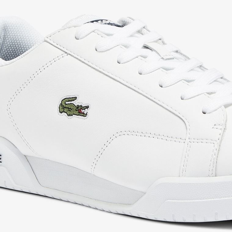 Lacoste Twin Serve Lær Colour-Pop Sneakers Hvite Beige | V21P0kki