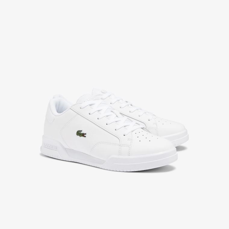 Lacoste Twin Serve Lær Cupsole Sneakers Hvite | VUUPG05L