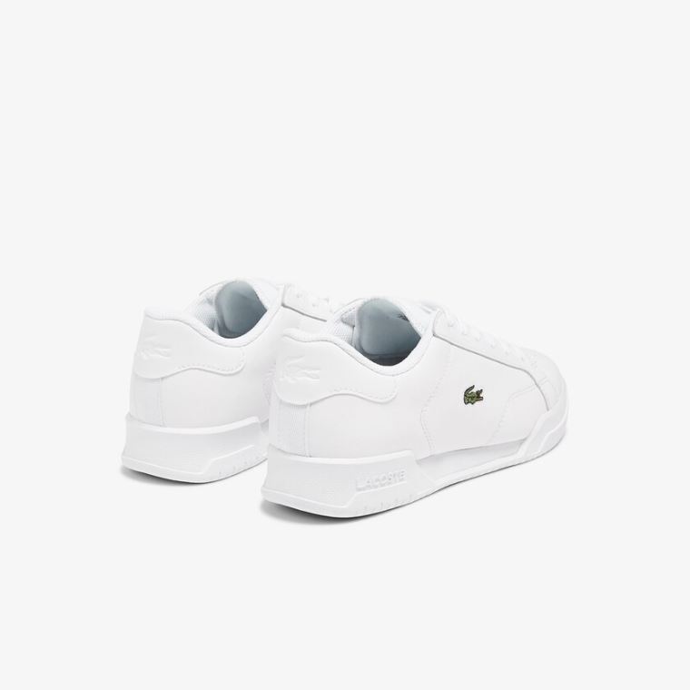 Lacoste Twin Serve Lær Cupsole Sneakers Hvite | VUUPG05L