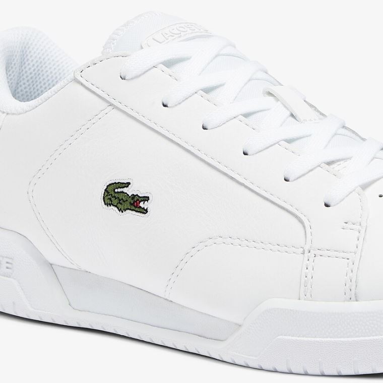 Lacoste Twin Serve Lær Cupsole Sneakers Hvite | VUUPG05L