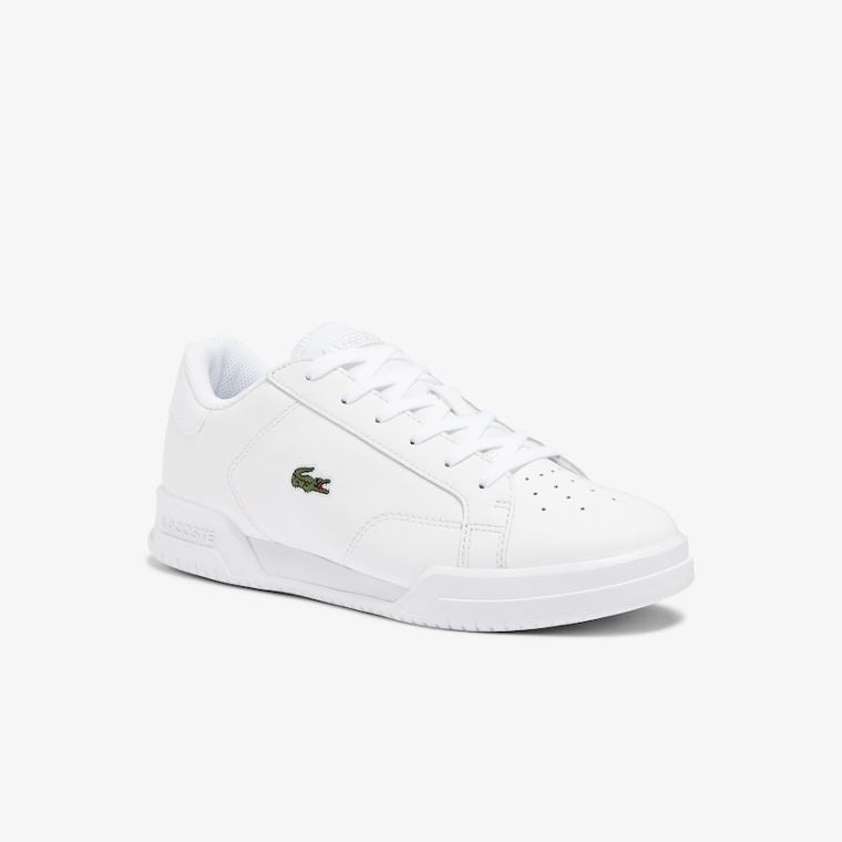 Lacoste Twin Serve Lær Cupsole Sneakers Hvite | VUUPG05L