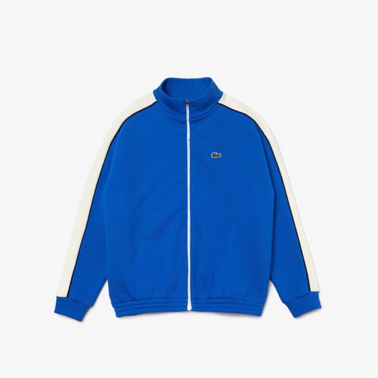 Lacoste Two-Tone Bomull Fleece Zip Sweatshirt Blå Hvite Marineblå Blå | MmwM68GM