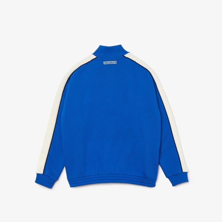 Lacoste Two-Tone Bomull Fleece Zip Sweatshirt Blå Hvite Marineblå Blå | MmwM68GM