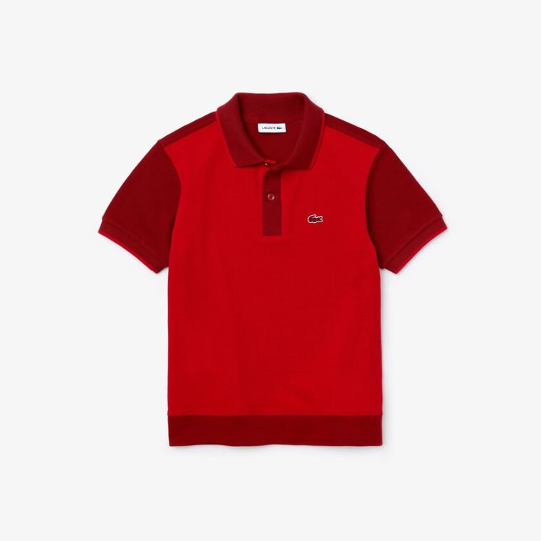 Lacoste Two-Tone Bomull Piqué Polo Rød Mørke Rød | z9ob4FdZ