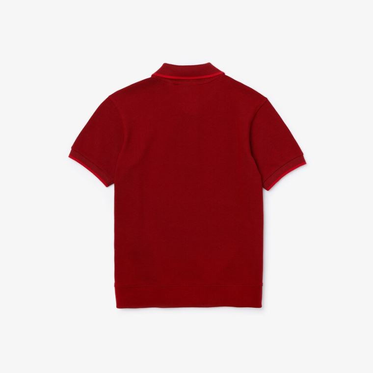 Lacoste Two-Tone Bomull Piqué Polo Rød Mørke Rød | z9ob4FdZ