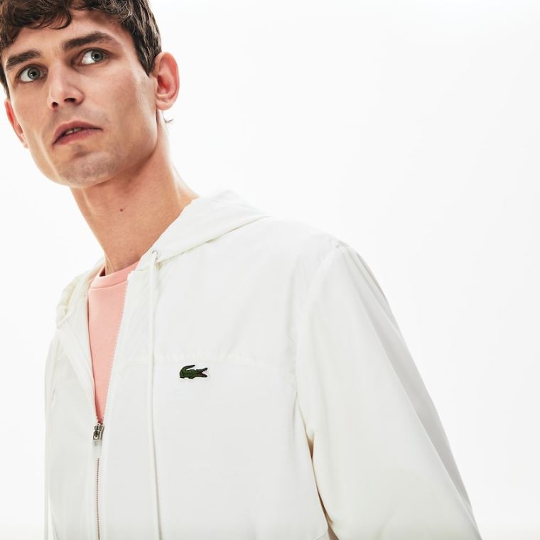 Lacoste Two-Tone Zip-Up Jacket Hvite | cidTUUQA