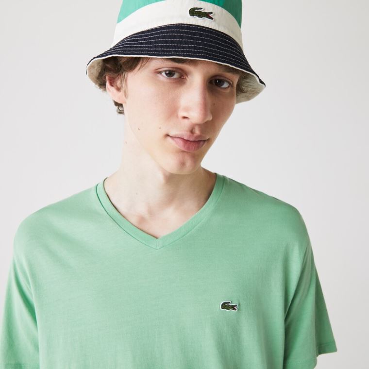 Lacoste V-neck Pima Bomull Jersey T-shirt Grønn | JsKBsq5a