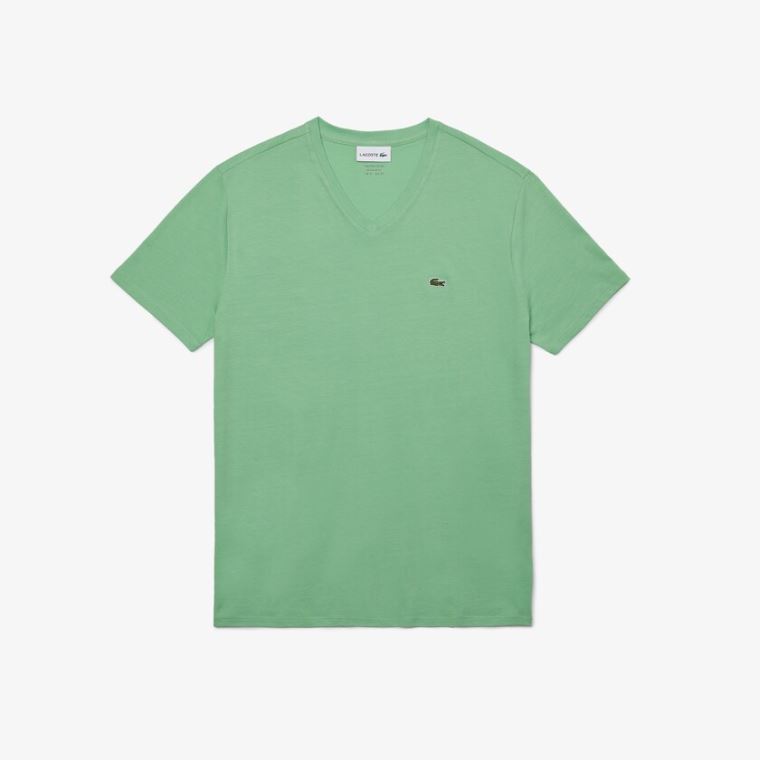 Lacoste V-neck Pima Bomull Jersey T-shirt Grønn | JsKBsq5a