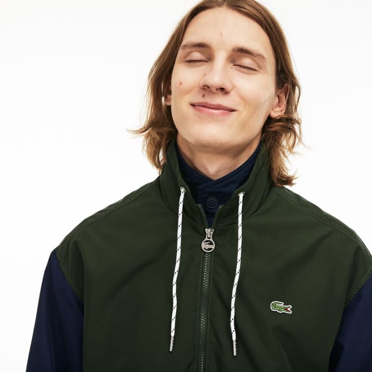 Lacoste Vann-Resistant Full-Zip Jacket Hvite Khaki Grønn Marineblå Blå | JCvlhO84