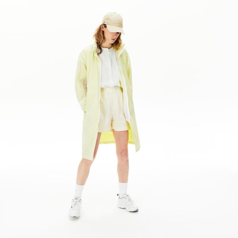 Lacoste Vann-Resistant Long Nylon Parka Hvite Gul | SAEa1XVA