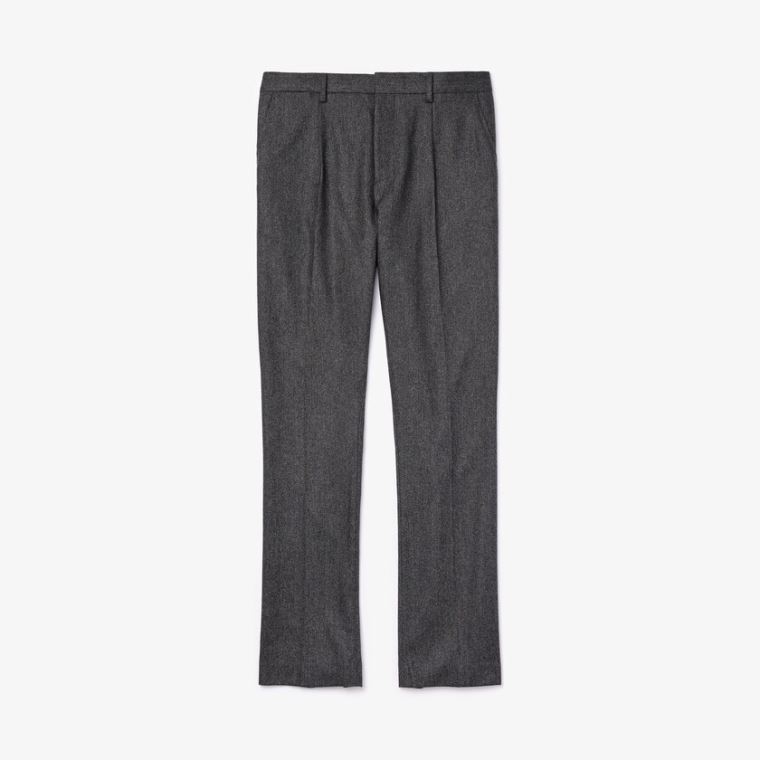 Lacoste Virgin Wool And Cashmere Blend Pleated Chino Pants Grå Grå | jf74VJWH